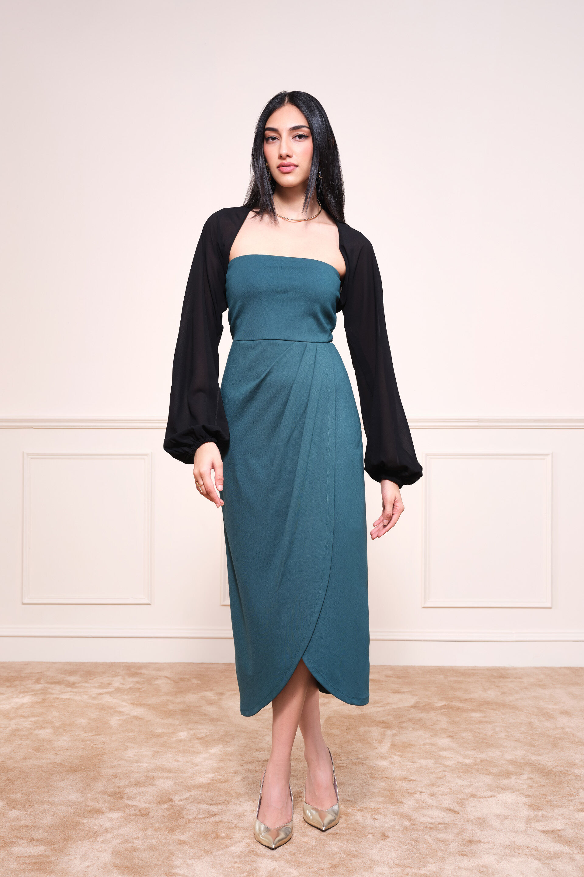 Ingrid Cropped Shrug, Black, image 2